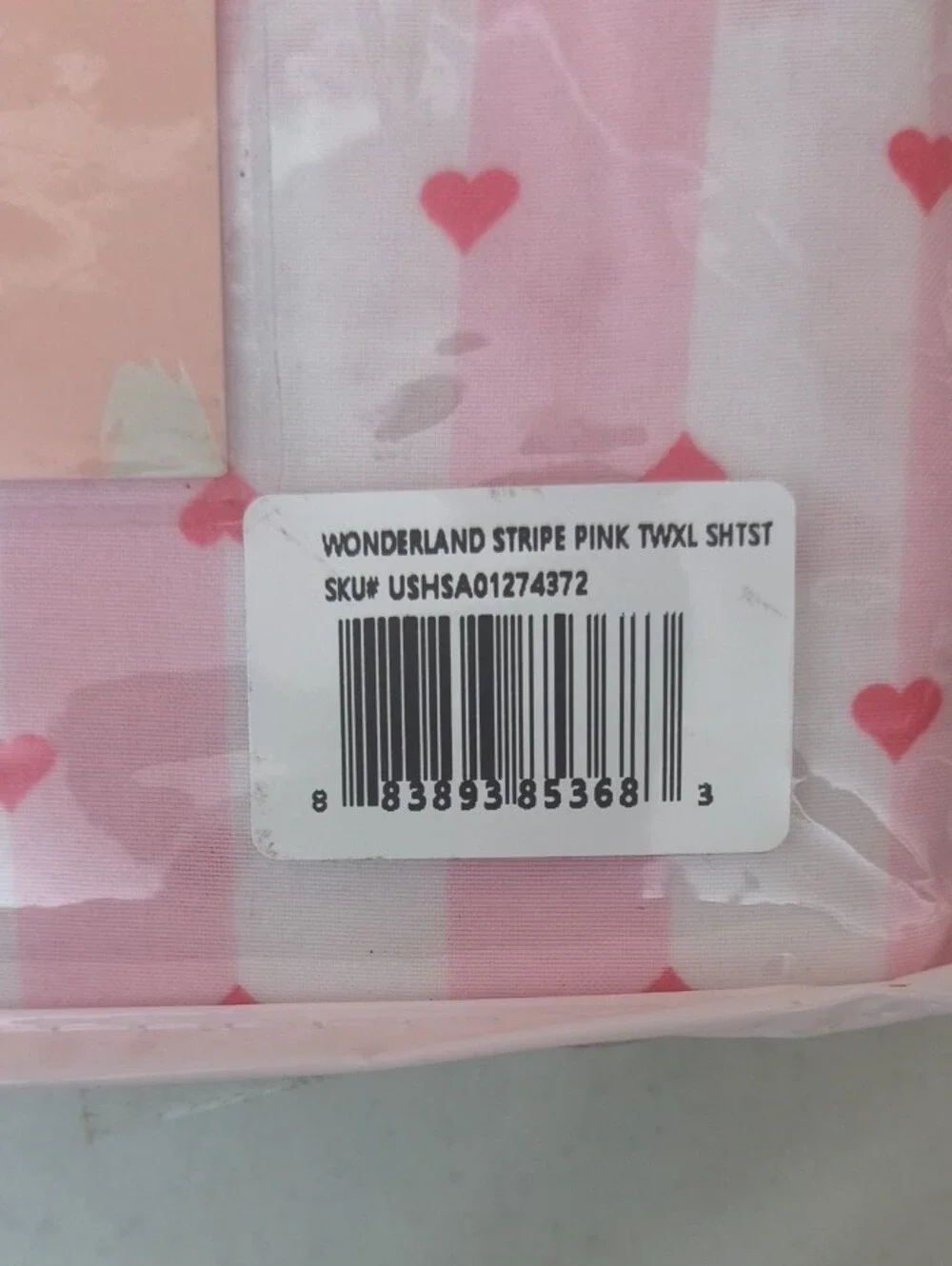 Betsey Johnson Wonderland Pink Heart Stripe Twin XL Sheet Set